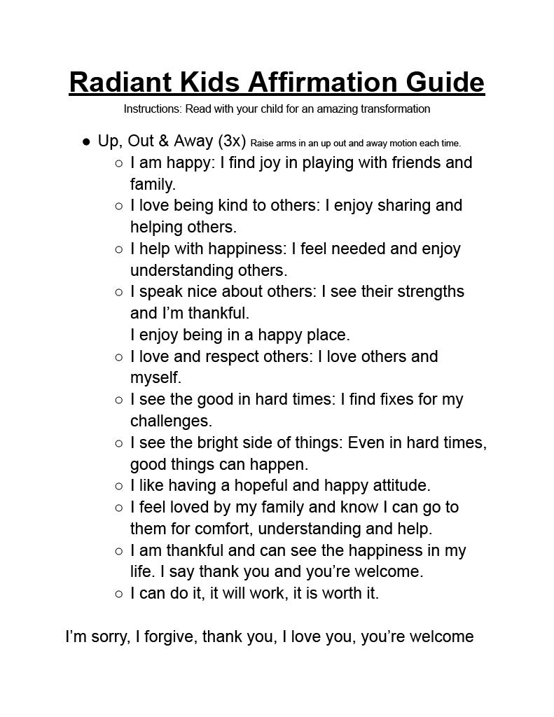 Radiant Kids Affirmation Guide